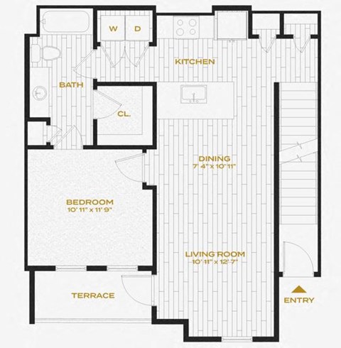 a floor plan of a house with a bedroom and a living room