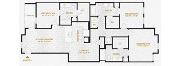 third level floor plan of a bedroom apartment with various amenities