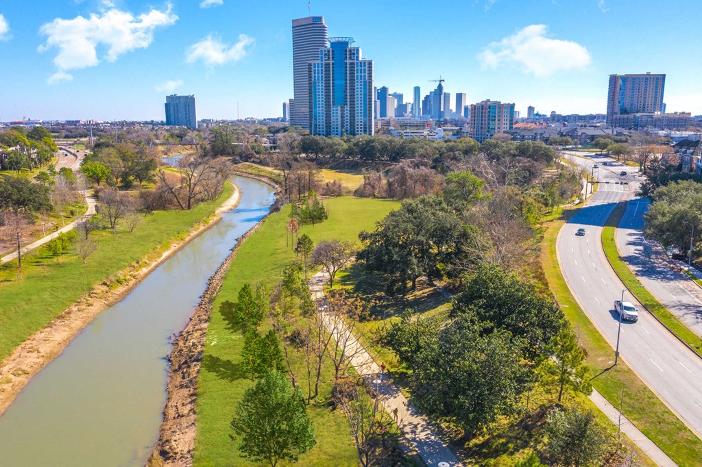 the river and the city in the background