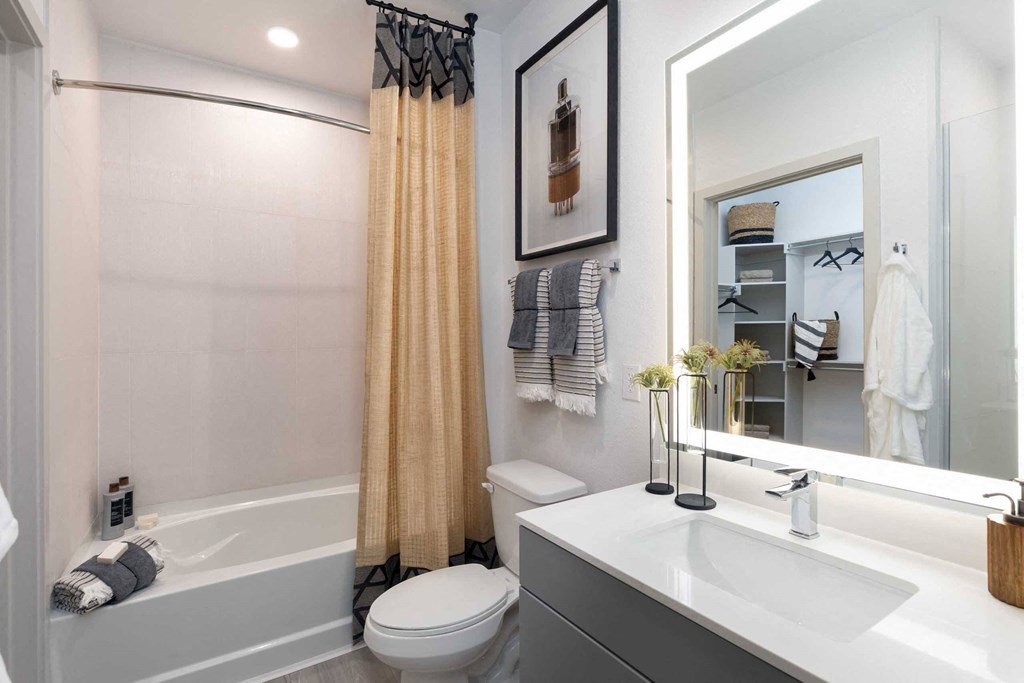 a bathroom with a sink toilet and a mirror