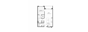 a floor plan of a house with a bedroom and a living room