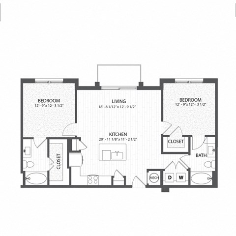 yz floor plan  2 bedroom with 2 baths