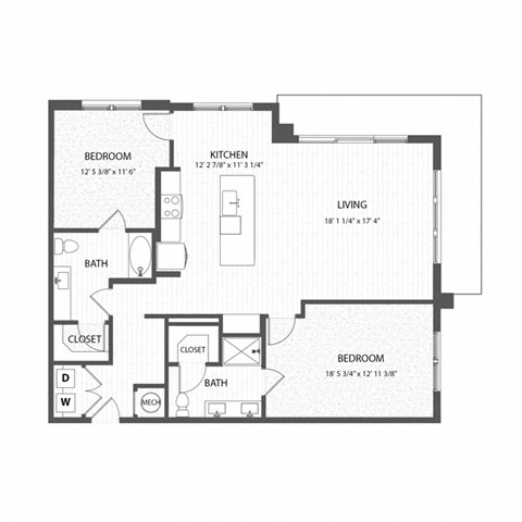yz floor plan  2 bedroom apartment  clearwater apartments  the residences at green