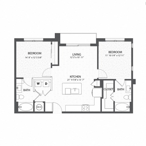 yz floor plan  2 bedroom with 2 baths