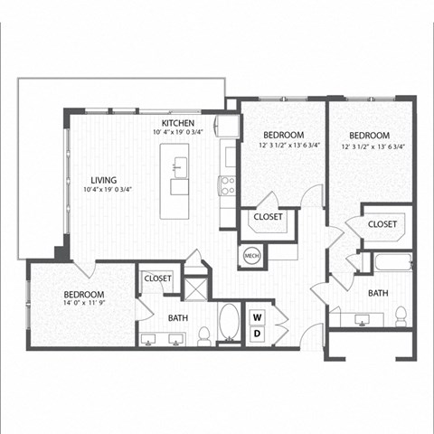 a floor plan of a house with bedrooms and baths
