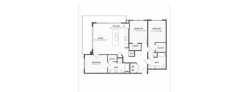 a floor plan of a 1 story house with bedrooms and a garage