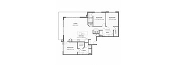 a floor plan of a house with bedrooms and a living room