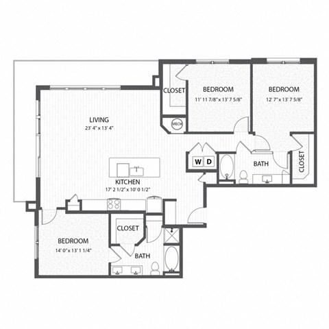 a floor plan of a house with bedrooms and a living room