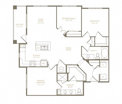 a floor plan of a residence with a mix of bedrooms and floors