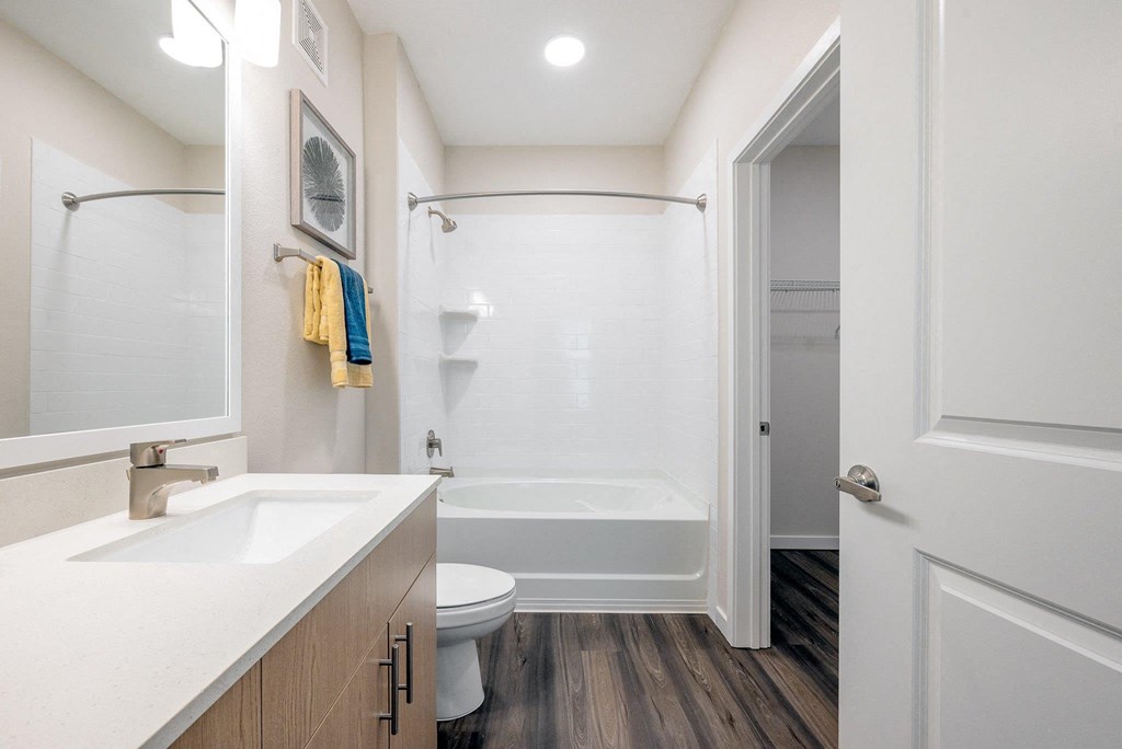 a bathroom with a shower and a sink and a toilet