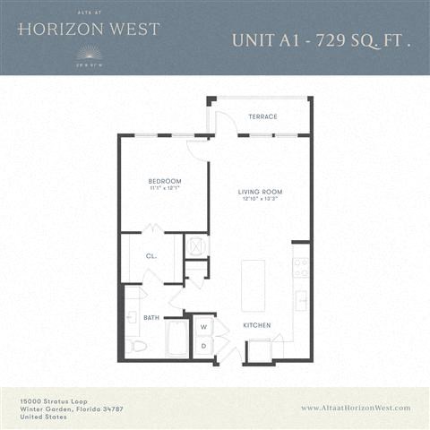 a floor plan of a unit with a bedroom and a bathroom