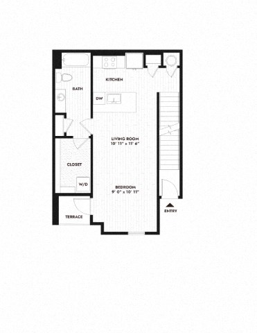 a floor plan of a house with a garage and a staircase