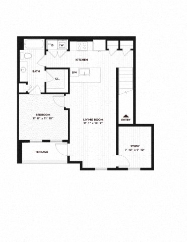 a floor plan of a house with a garage and a staircase