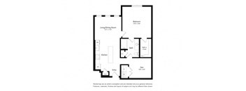 a floor plan of a unit with a bedroom and a living room