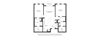 a floor plan of a 2 bedroom apartment with a living room and a dining room