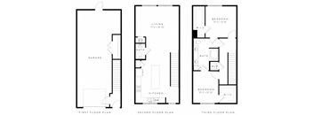 three floor plan of a house with three different floors