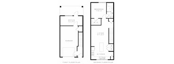 a floor plan of a small house with a bedroom and a living room