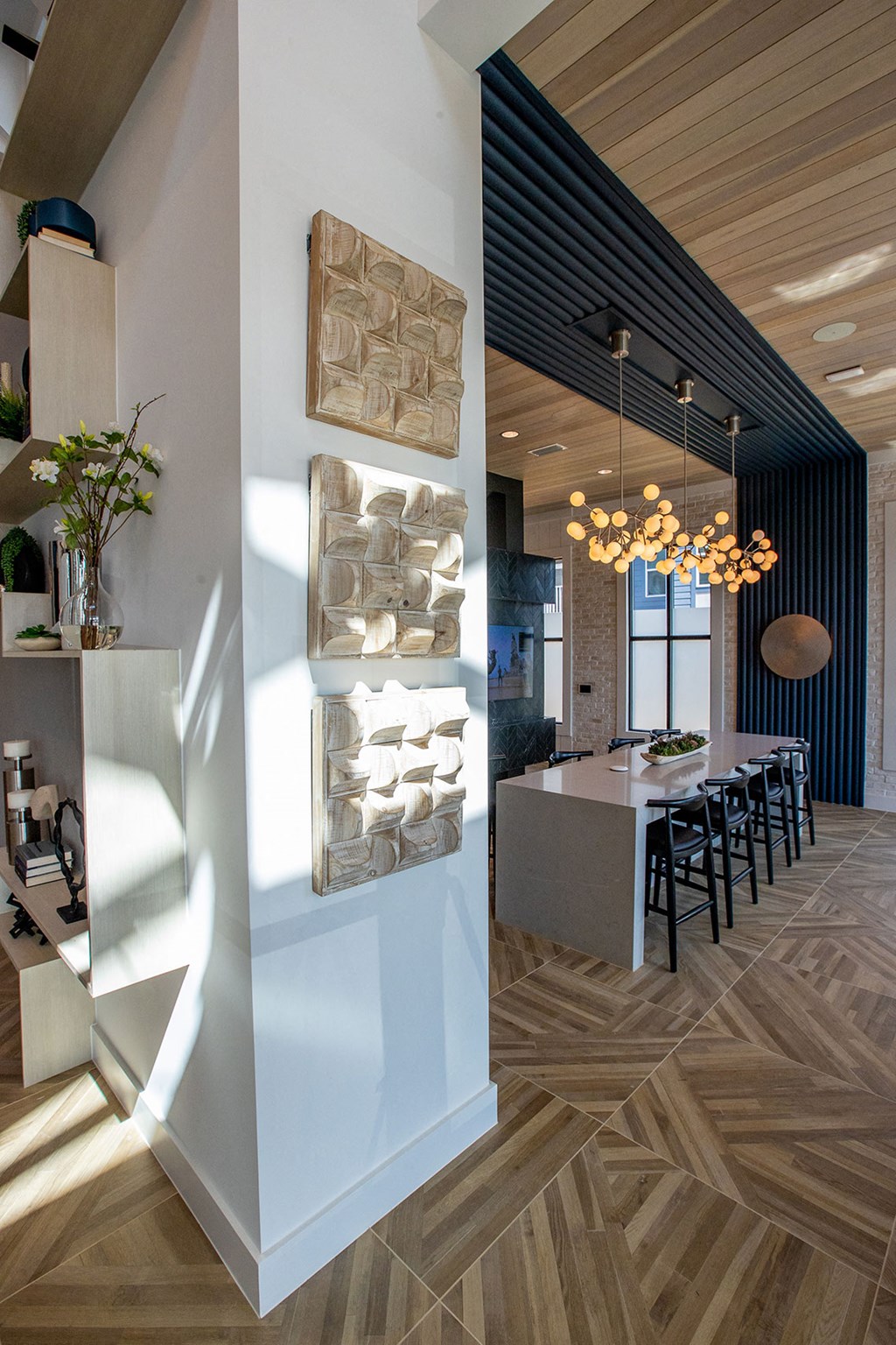 a view of the kitchen and dining area from the living room