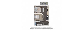 a floor plan of an apartment with a bedroom and a living room