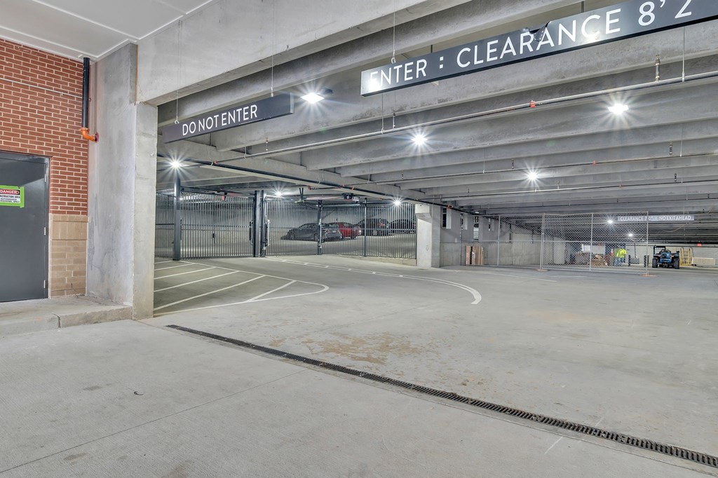 the parking garage at the top of the building is empty