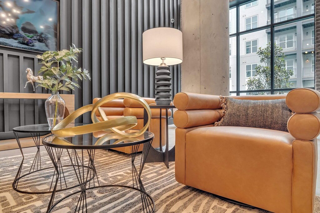 a living room with a couch and a table