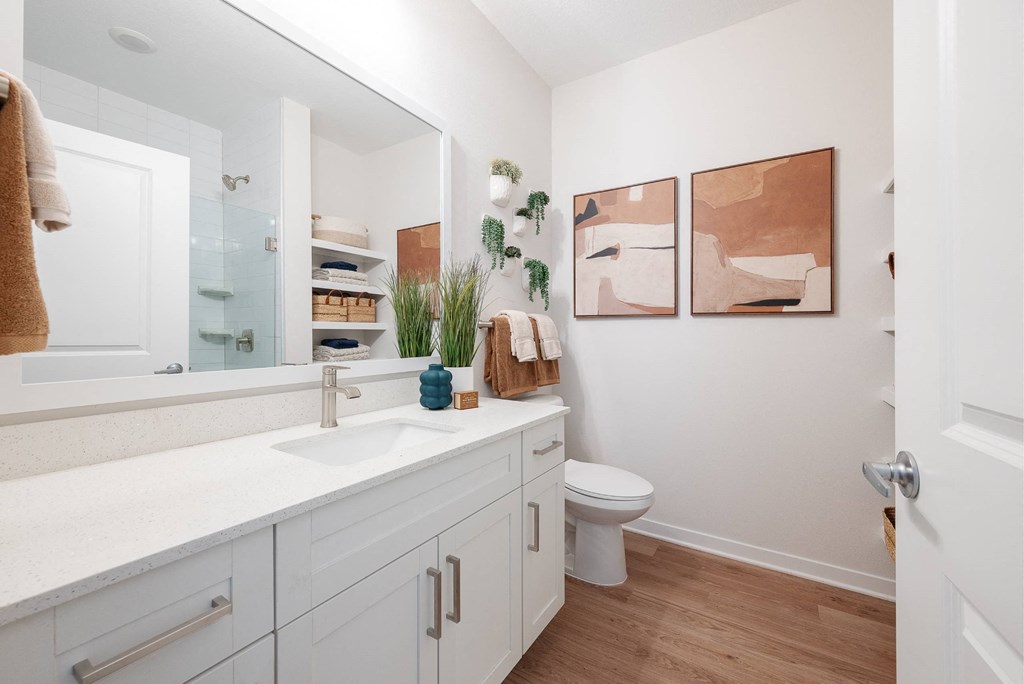 a bathroom with a sink and a toilet and a mirror