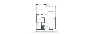 a floor plan of a unit with a bedroom and a living room