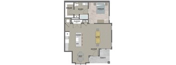a floor plan of a house with bedrooms and a living room