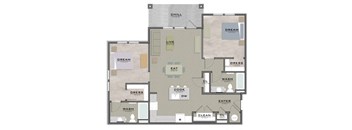 a floor plan of a house with bedrooms and a living room