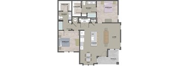 a floor plan of a house with bedrooms and a living room