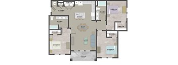 a floor plan of a living room and a dining room
