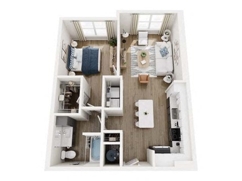 a 3 bedroom floor plan with a bathroom and a living room