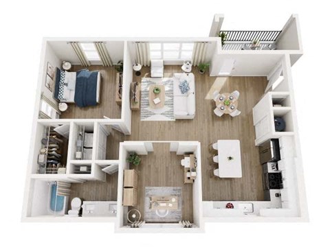 a 2 bedroom floor plan with a bathroom and a living room