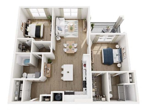 a 3d drawing of a floor plan of a house