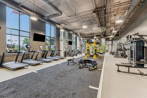 the gym at the flats at obsidian