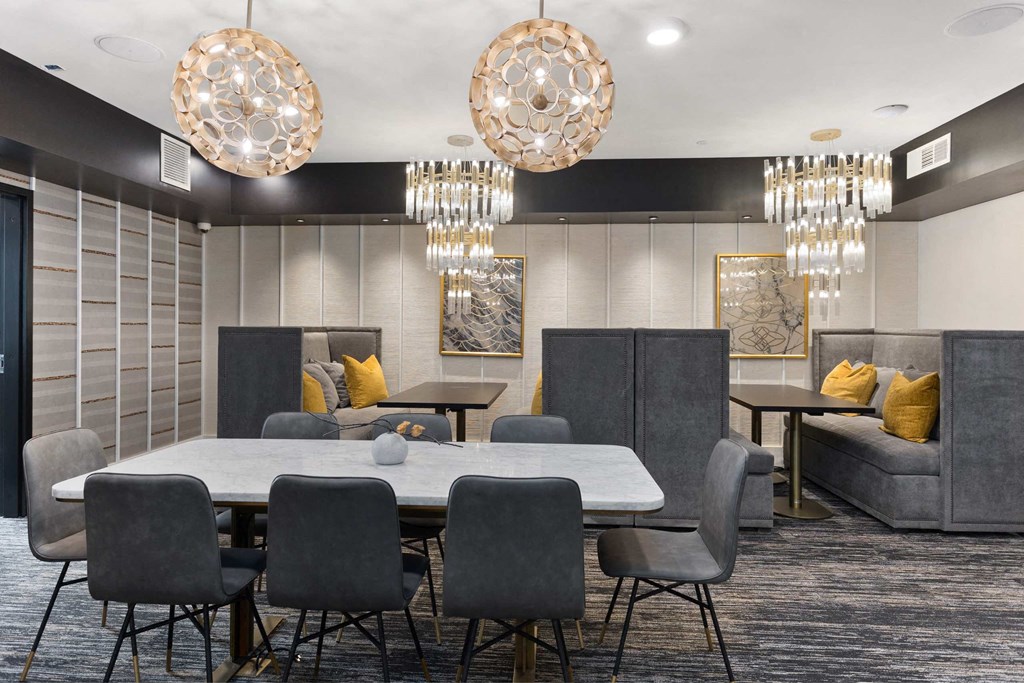 a conference room with a large table and chairs