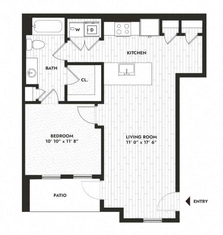 a floor plan of a house with a bedroom and a living room