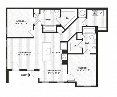 a floor plan of a 555 sq ft apartment
