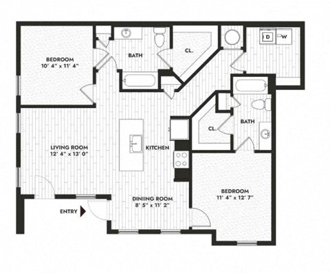 a floor plan of a 555 sq ft apartment