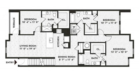 third floor plan of the marquette apartments