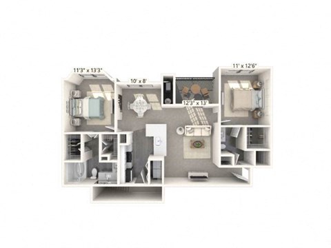 a floor plan of a house with a bedroom and a living room