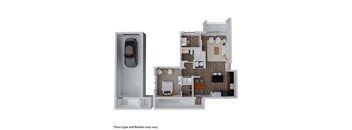 a floor plan of a house with a car