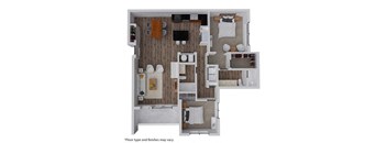 a floor plan of a house with a bedroom and a living room