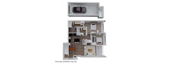 a floor plan of a house with a car
