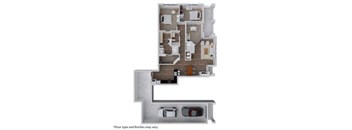 a floor plan of a house with a car