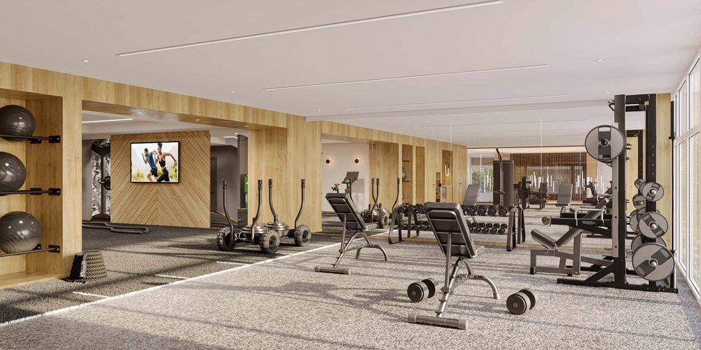 Next-generation fitness suite, including spaces for HIIT, strength training, and cardio