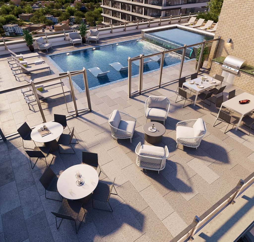 a view of the roof top pool