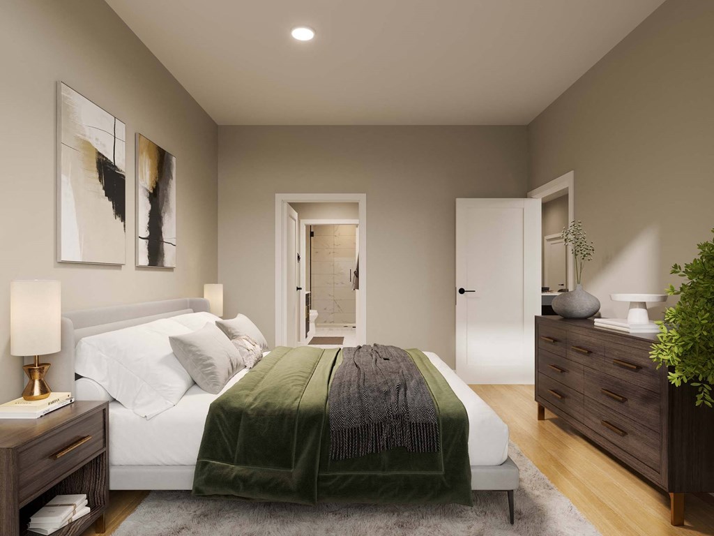 spacious bedroom with oversized closet