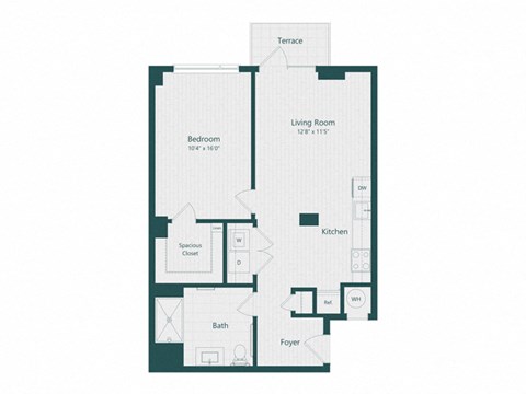 blueprint of a 1 bedroom floor plan of a house