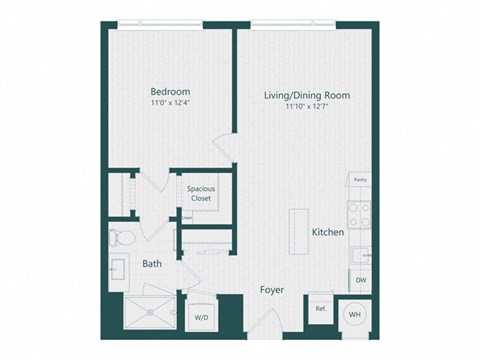 a floor plan of a unit with a bedroom and a living room